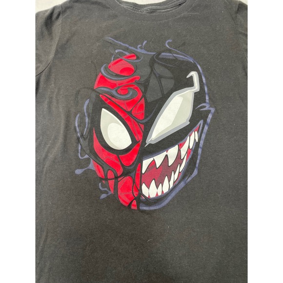 Marvel Spider-Man Venom Split Face Graphic T-Shirt Black Boys Large LG - Picture 2 of 8